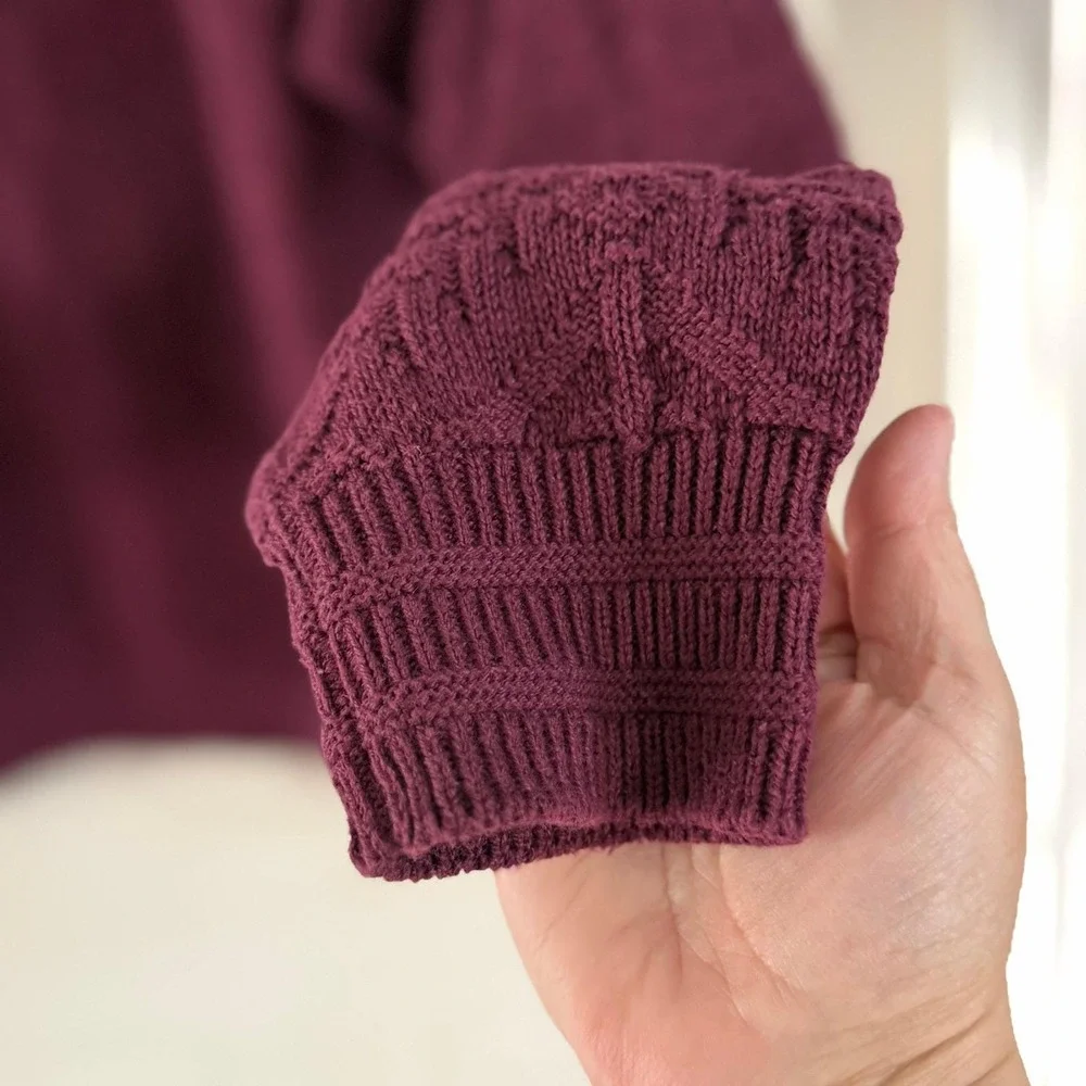 Vintage Granby Club Collection Mens Burgundy Cotton Textured Knit Sweater XL USA